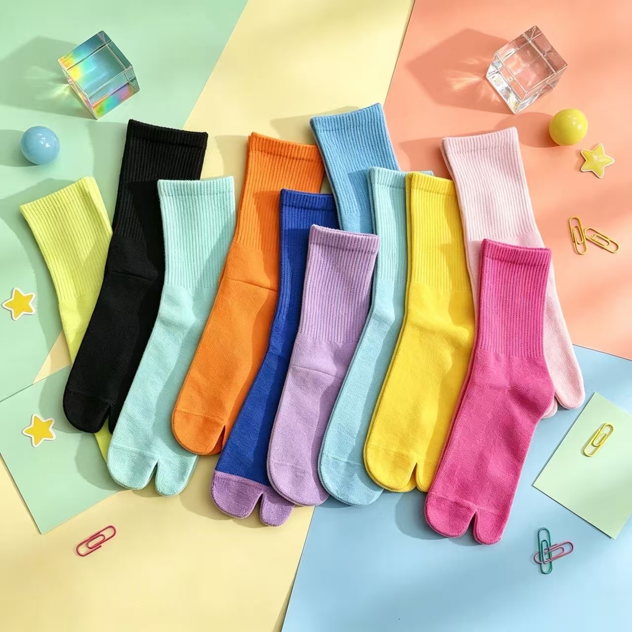 Toe Sock Split - Носки-таби средней длины в ярких цветах,